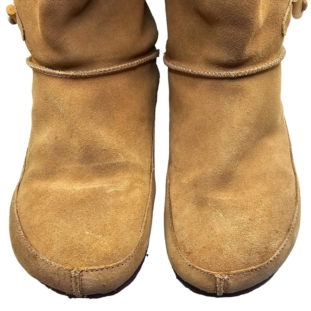 Y-Not Tan Retro Boho Suede Winter Light Academia Boots with Toggles - Picture 5 of 7